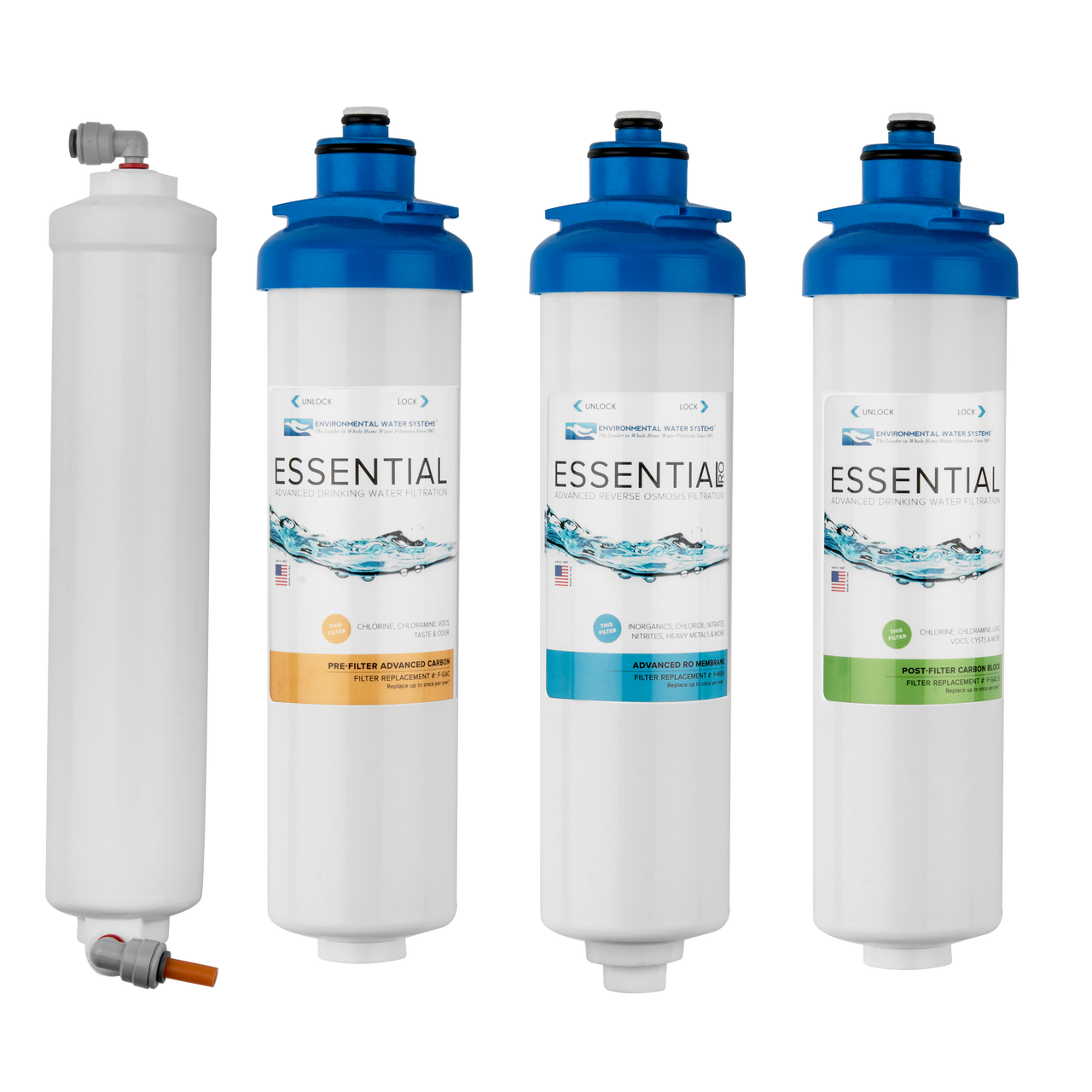 Complete Filter Set for ESSENTIAL 4-Stage Reverse Osmosis System (Filter Set #: F.SET.RO4)