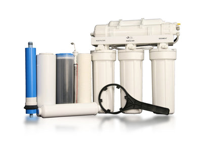 RU500T35 w/BP-UV | Five-Stage Reverse Osmosis Water Filtration + Booster Pump + UV Disinfection for Difficult Well Water
